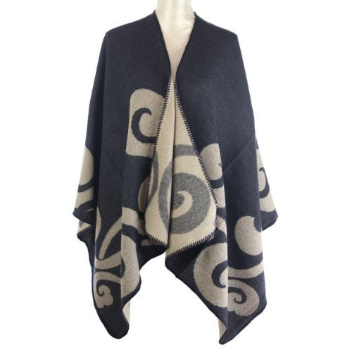 Navy Curls Reversable Cape