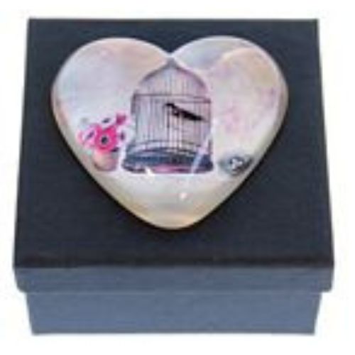 Birdcage Heart Glass Paperweight