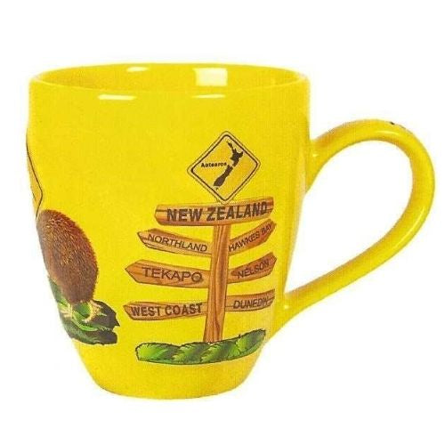 Kiwi Signposts Relief Mug Yellow