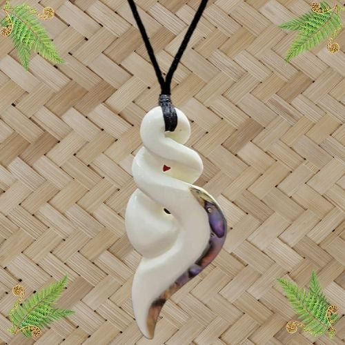 Bone Double Twist with Paua Pendant