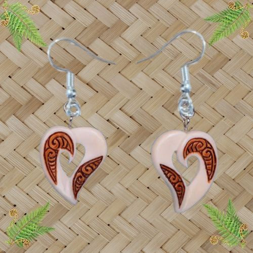 Bone Heart Stained Earrings - 25mm