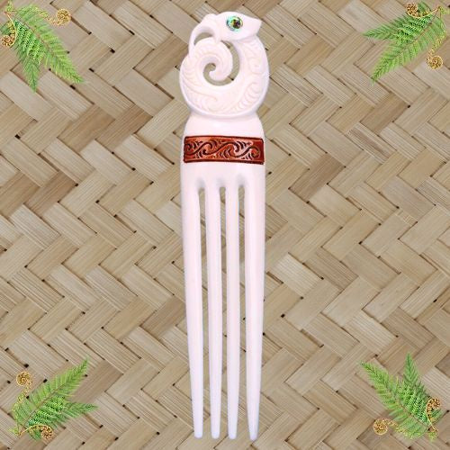 Bone Manaia Koru Heru with Stain - 150mm