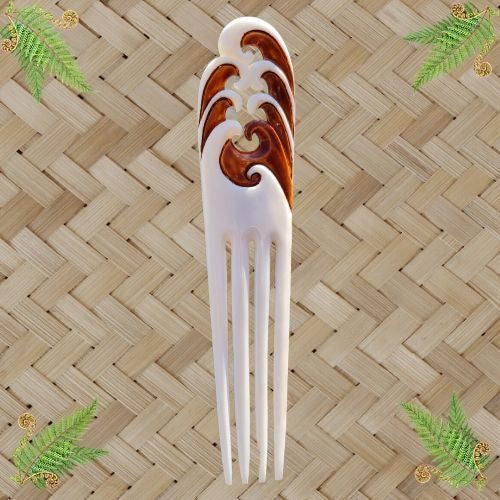 Bone Koru Wave Heru with Stain - Large