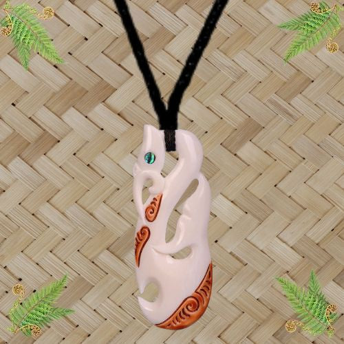 Bone Manaia Stained Pendant - 95mm