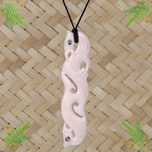 Bone Double Manaia Pendant - 135mm