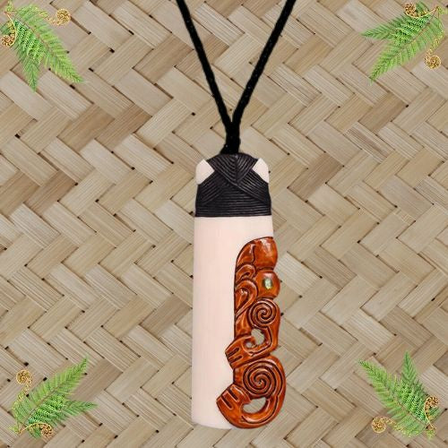 Bone Tiki Toki with Stain Pendant  - 100mm