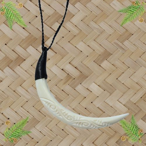Bone Tusk Engraved Pendant - 75mm