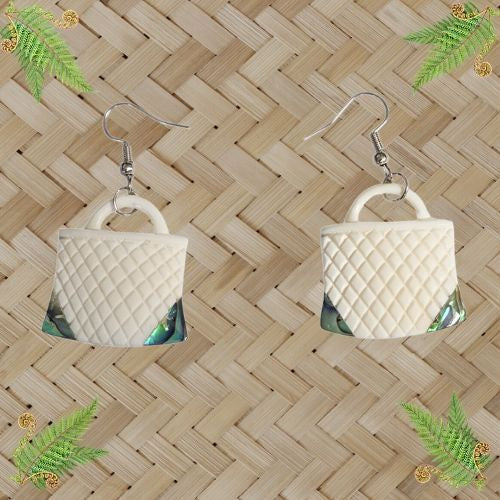 Bone Kete with Paua Earrings - 32mm