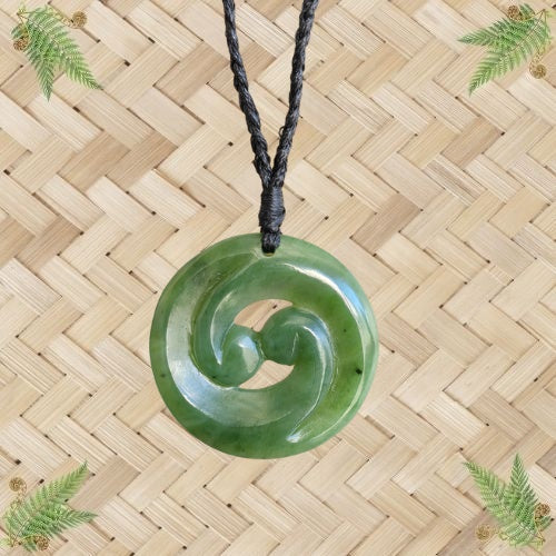 NZ Greenstone Closed Double Koru Pendant - 33mm