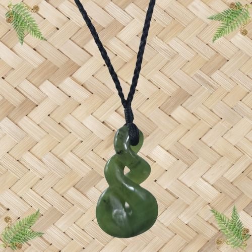 NZ Greenstone Double Twist Pendant - 47mm
