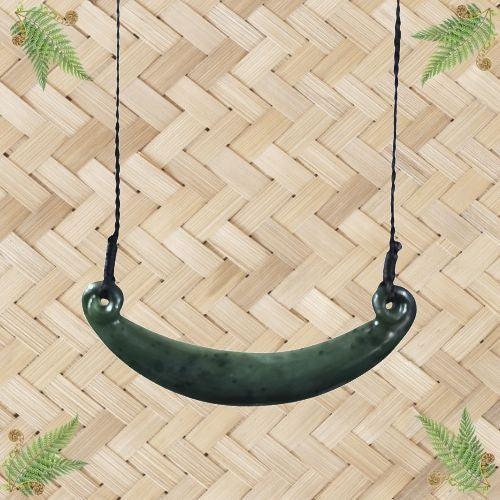 NZ Greenstone Breastplate Pendant with Binding - 94mm