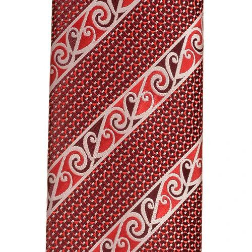 Maori Neck Tie - Red with Kowhaiwhai