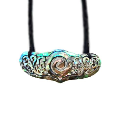 Paua Carved Koru Breastplate Necklace