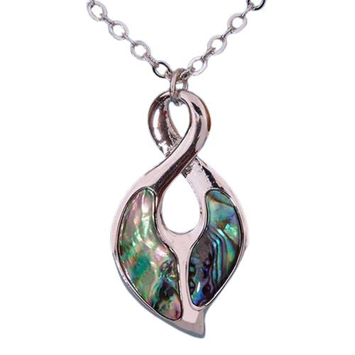 Paua & Rhodium Single Twist Pendant - 41mm