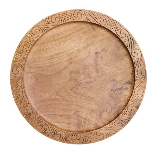 Wooden Plate with Koru Design - Large