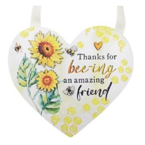 Bee Happy Heart Plaque - Friend
