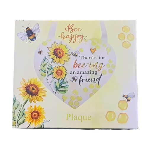 Bee Happy Heart Plaque - Friend