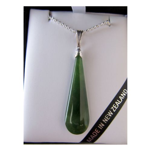 NZ Greenstone Teardrop Pendant - 38mm