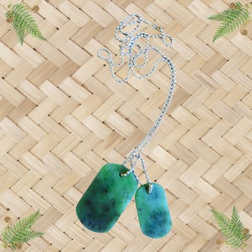 NZ Greenstone Dog Tags Pendant