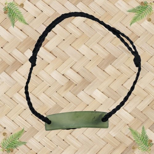 NZ Greenstone Bracelet with Braided Cord - 40mm.