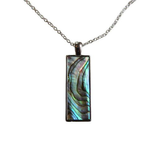 Sterling Silver & Paua Rectangle Pendant - 25mm