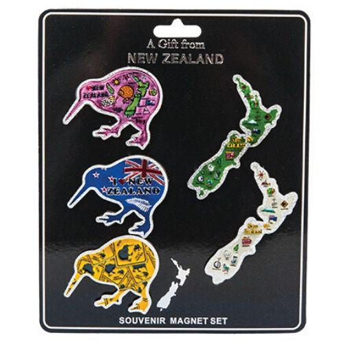 Kiwi Map Foil Magnet - 5pk