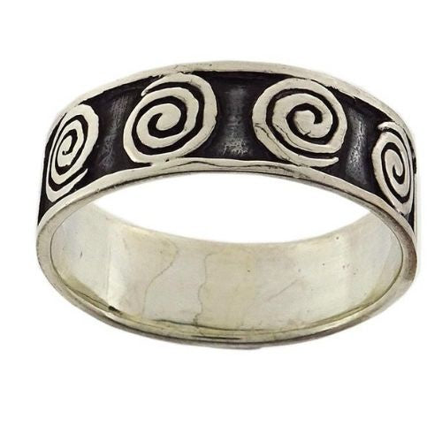 Sterling Silver Mens Band of Spirals