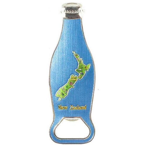 Bottle Opener Bottle Shaped NZ Map Magnet