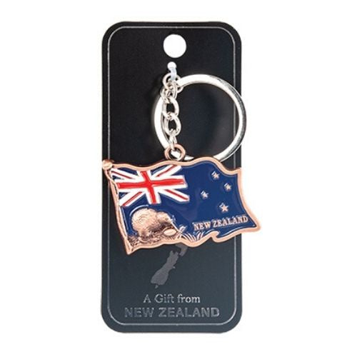 Kiwi Flag Metal Keyring Copper