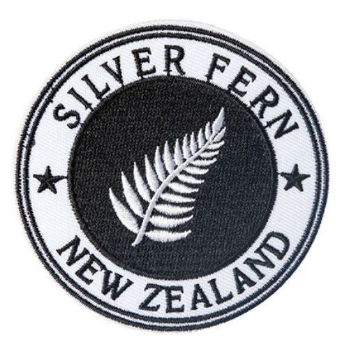 Round Silver Fern Iron On Patch