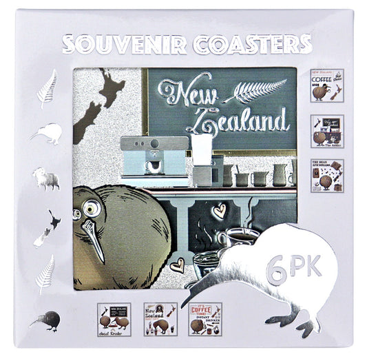 Coffee Kiwis Coaster Foil 6pk