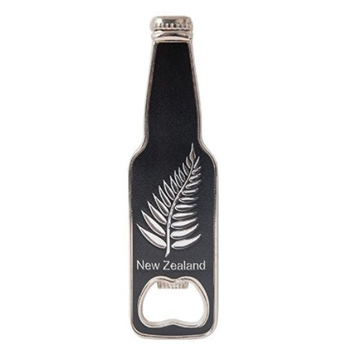 Bottle Opener Bottle Shaped Silver Fern Magnet