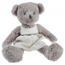 Girl Bear in Linen Dress 30cm