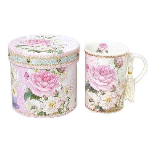 Pink Roses Tea Time Mug with Gift Box