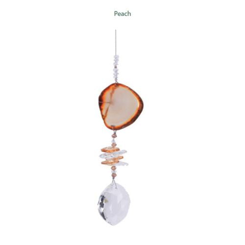Peach Agate Slice Natural Crystal Suncatcher