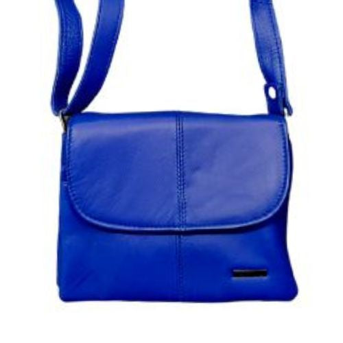 Ladies Blue Leather Handbag Plain - Small