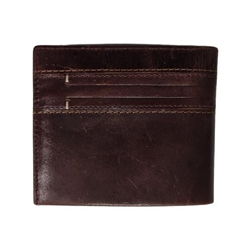 Gents Leather Wallet with Coin Pocket - Brown.