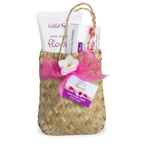 Flowers Flax Woven Basket Gift Set