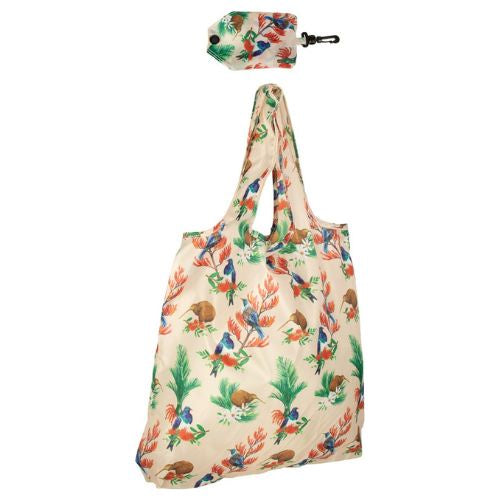 Birds & Flower Beige Foldable Bag