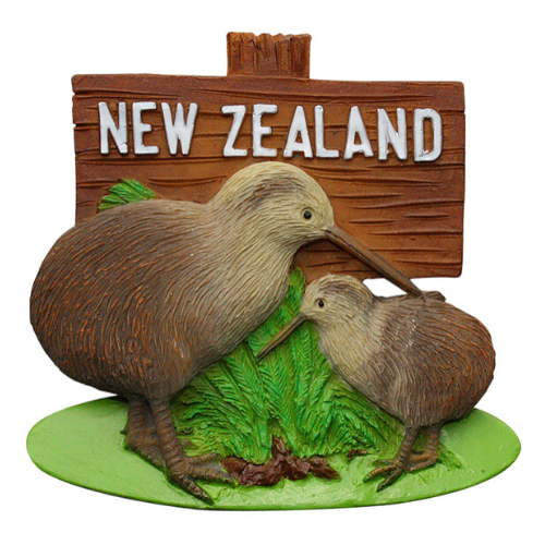 New Zealand Two Kiwis Polyresin Magnet