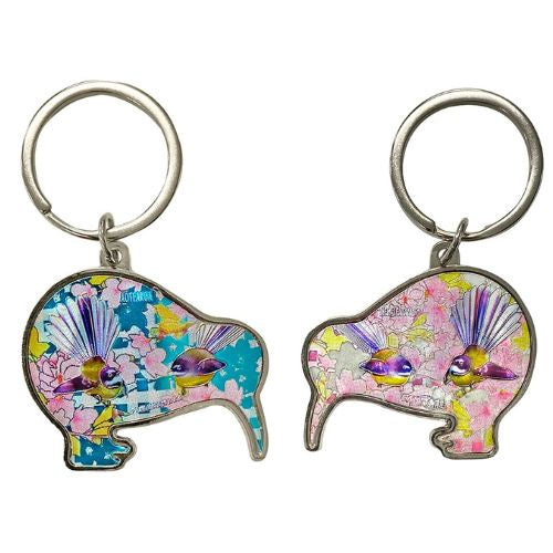 Fantail Double Sided Kiwi Shape Keyring