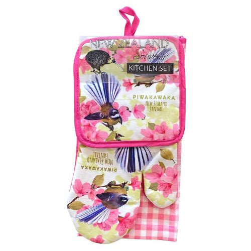 Fantail Pink Kitchen Set 3pk