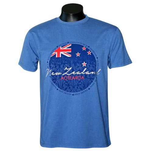 Adults Sea To Sky Aotearoa Circle Tee - Mid Blue
