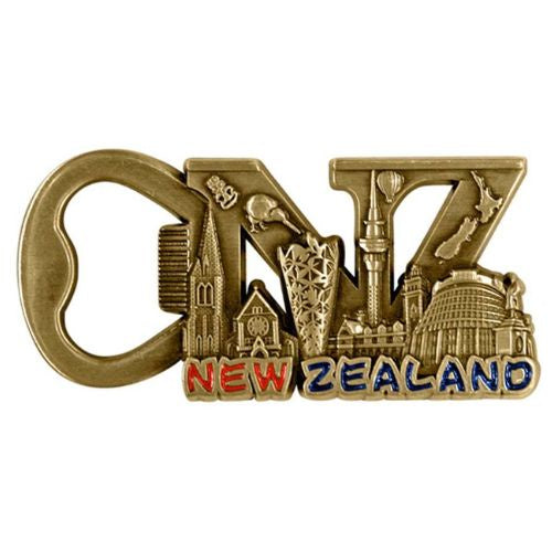 NZ Bottle Opener Magnet - Bronze