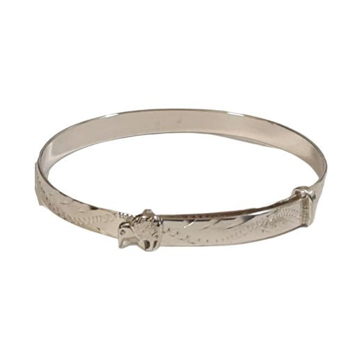 Sterling Silver Baby Expander Bangle with Kiwi