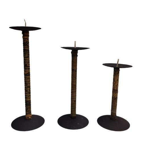 Bamboo Metal Candle Holders