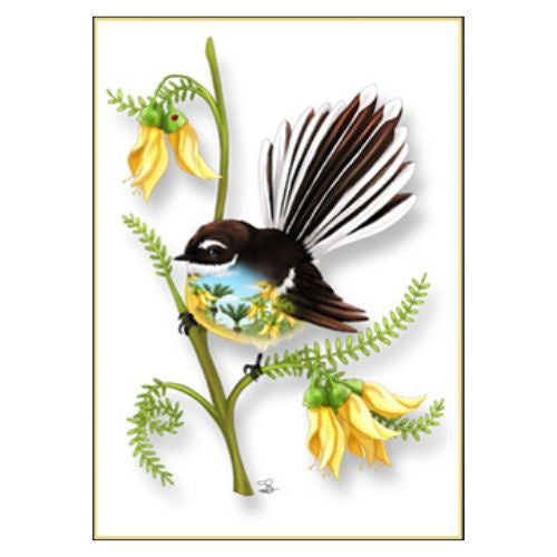 Sophie Blokker Greeting Card - Fantail Two Birds Eye View