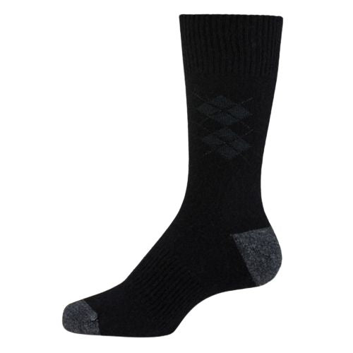 Mens Possum & Merino Socks - Argyle Dress - Graphite