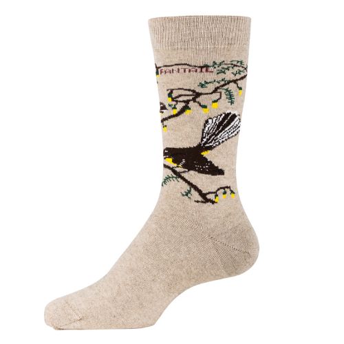 Possum & Merino Fantail Socks - Beige