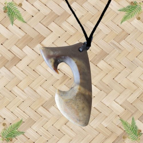 NZ Greenstone Freeform Hook Pendant